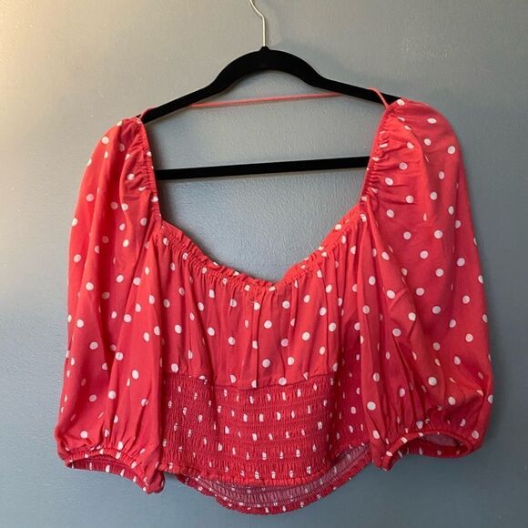 NWOT AFRM Polka Dot Crop Top size large - Picture 1 of 8